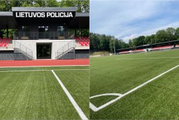 Sostinės Kalnų parke atidarytas Lietuvos policijos atnaujintas stadionas