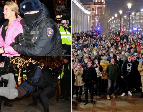 V. Putino režimas veikia pilnu pajėgumu: Rusijoje vėl sulaikyti šimtai protestuotojų prieš karą Ukrainoje