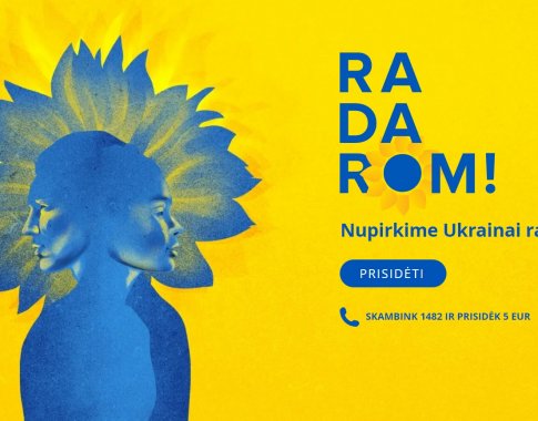 Prasideda paramos Ukrainai akcija „Radarom!“: siekiama surinkti mažiausiai 5 mln. eurų oro erdvės stebėjimo radarams Prasideda paramos Ukrainai akcija „Radarom!“: siekiama surinkti mažiausiai 5 mln. eurų oro erdvės stebėjimo radarams